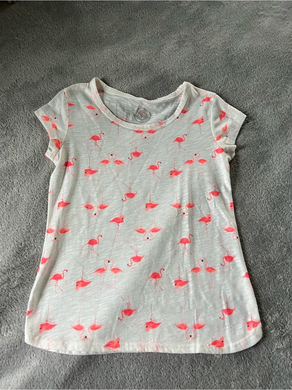 SO Girls Short-Sleeve Tee with Coral Pink Flamingo Print